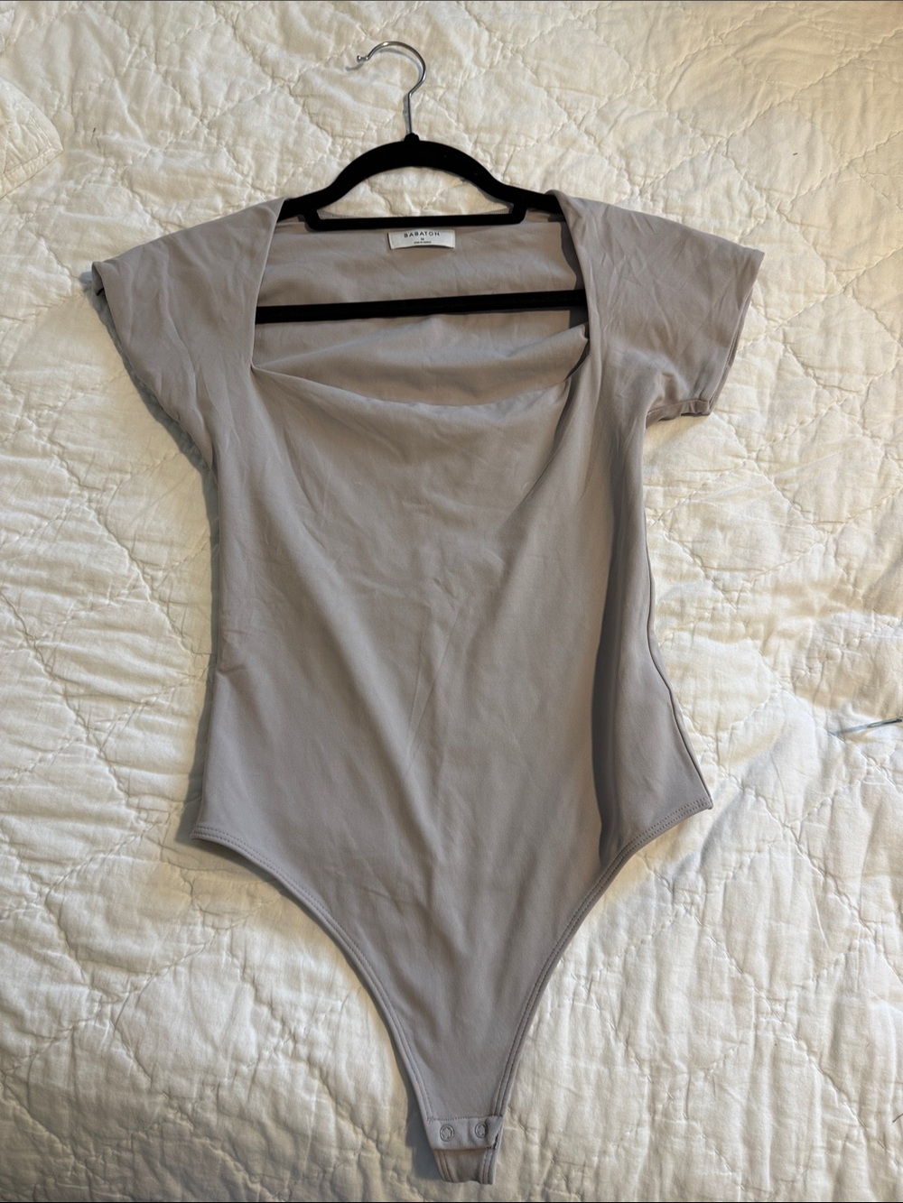 Aritzia Babaton Taupe Scoop Neck Short Sleeve Bodysuit
